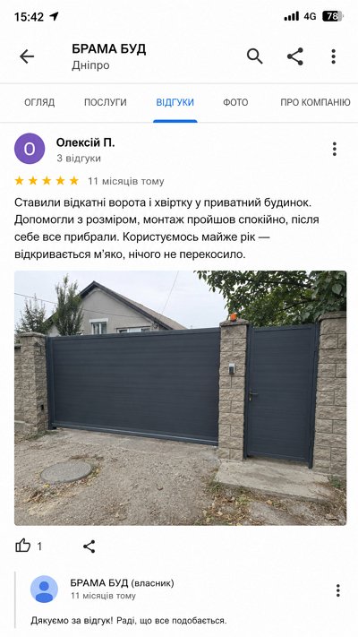 Відгук клієнта про Брама Буд