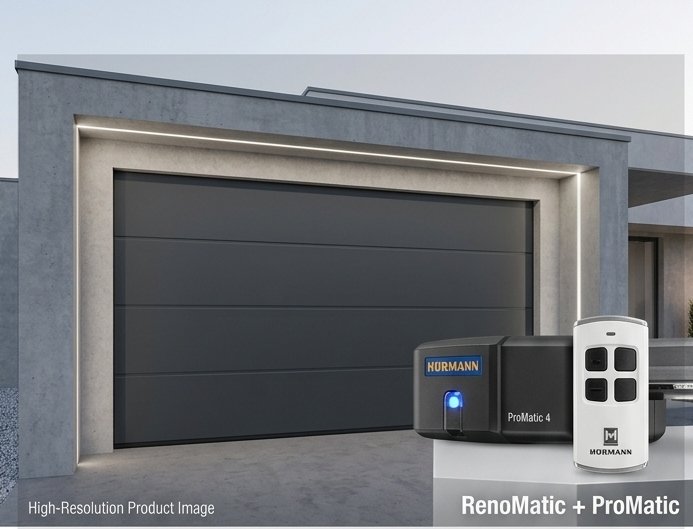 Секційні гаражні ворота Hörmann RenoMatic з приводом ProMatic 5000×2200